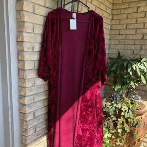 Crushed Velvet Burgundy Duster